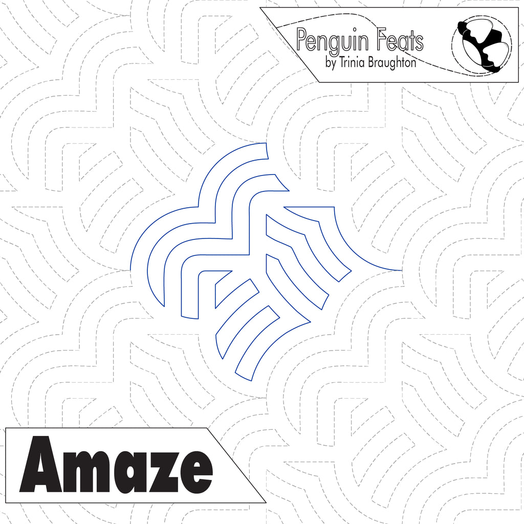 Penguin Feats Amaze pattern design with maze-like lines on a white background