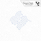Quilting design with arching lines on a white background, featuring the 'Penguin Feats' design by Trinia Braughton.