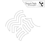 Black and white pattern design with 'Penguin Feats' branding at the top.
