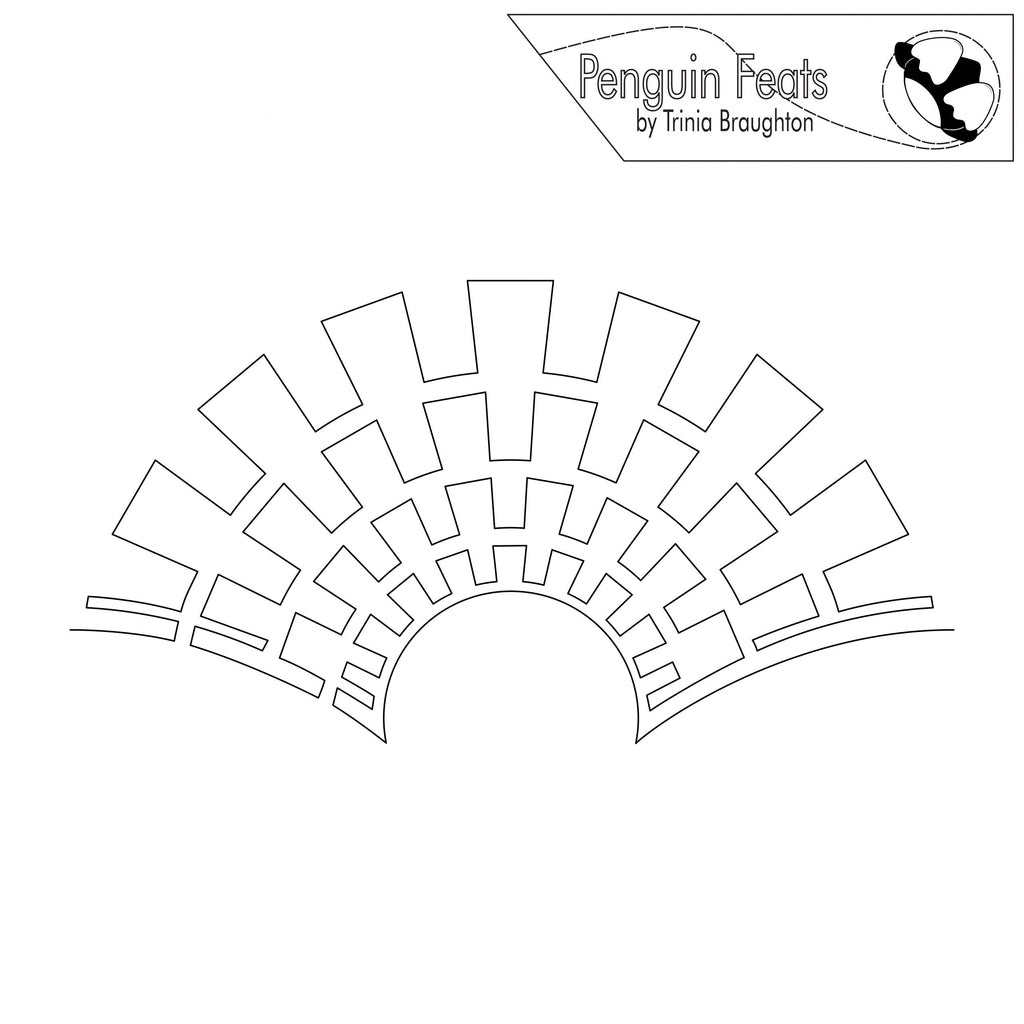Outline of a circular arch with 'Penguin Feats' logo at the top