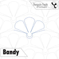 Outline of a floral shape with 'Penguin Feats' branding and 'Bandy' text on a white background