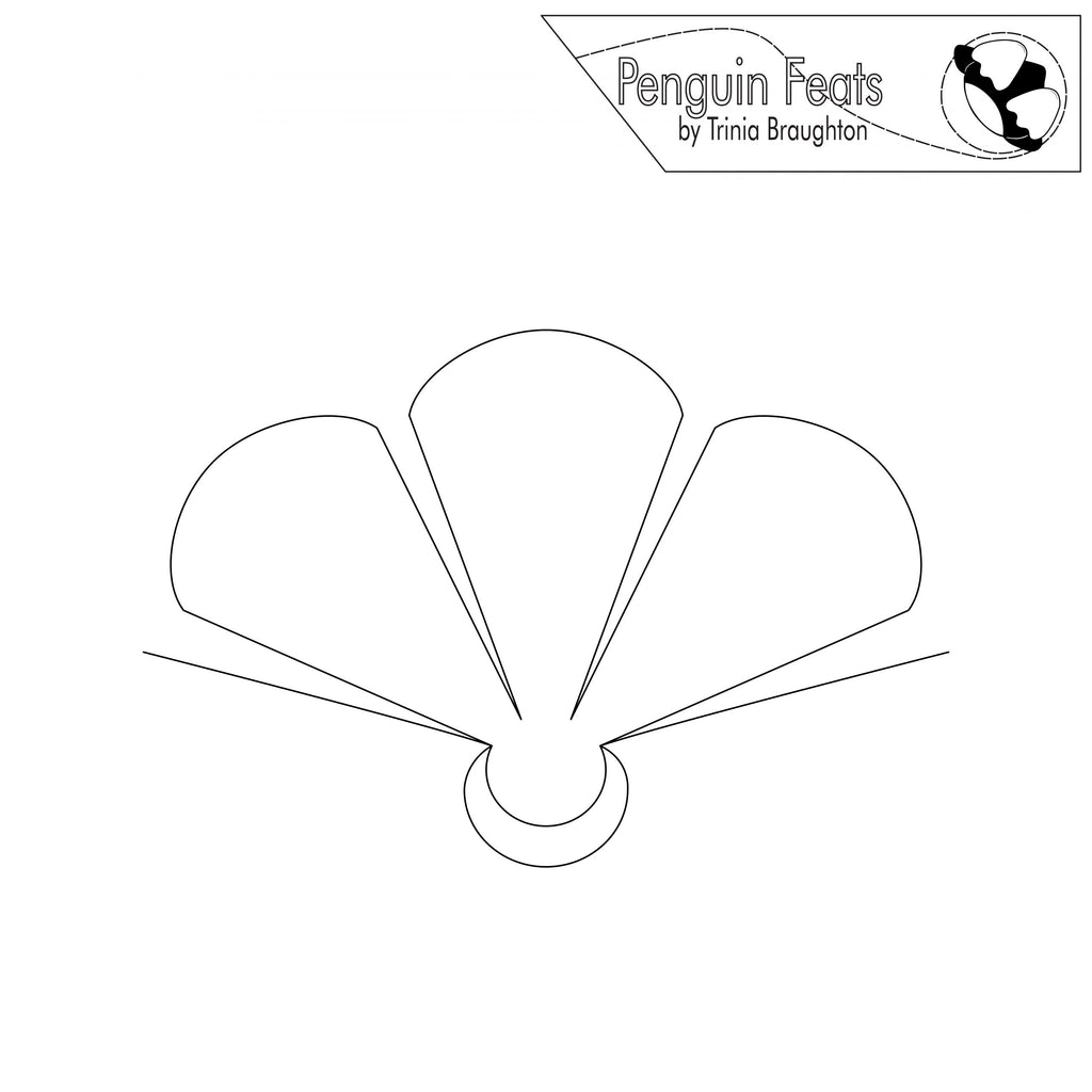 Outline of a fan-shaped object with 'Penguin Feats' branding at the top.