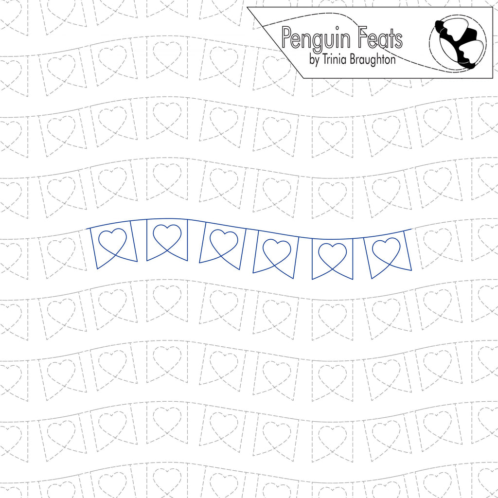 banner with heart-shapes and 'Penguin Feats' branding at the top.