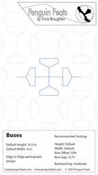 Design settings sheet of a geometric design with text and branding at the top.