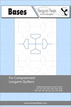 Info Sheet of bases geometric design on a blue background, featuring the brand 'Penguin Feats' at the top.
