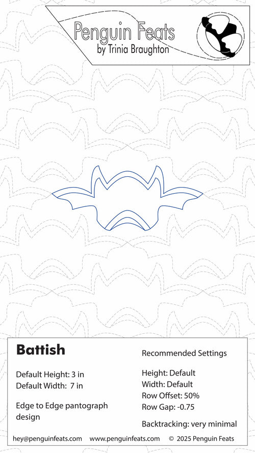 Penguin Feats Battish design with settings and branding information.