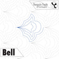 Continuous line design of echoing bell shapes with 'Bell' labeled and 'Penguin Feats' branding.