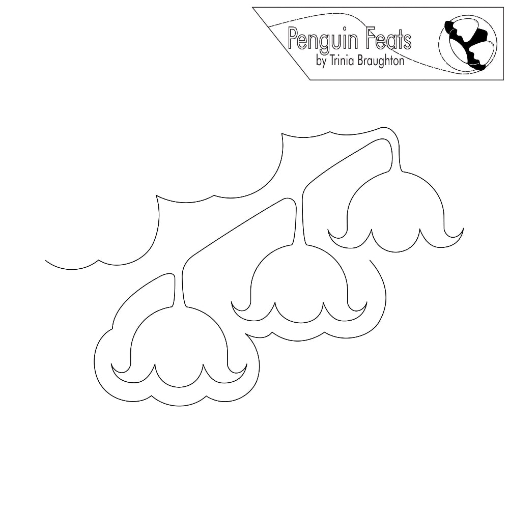 Black outline of a bell flower design with 'Penguin Feats' branding at the top.