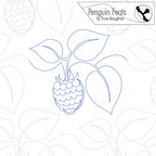 Outline of a raspberry with leaves on a white background, featuring the 'Penguin Feats' logo.