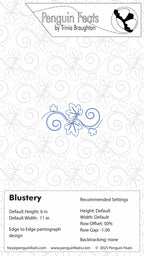 Design settings for swirly leaf design  with text and branding at the top.