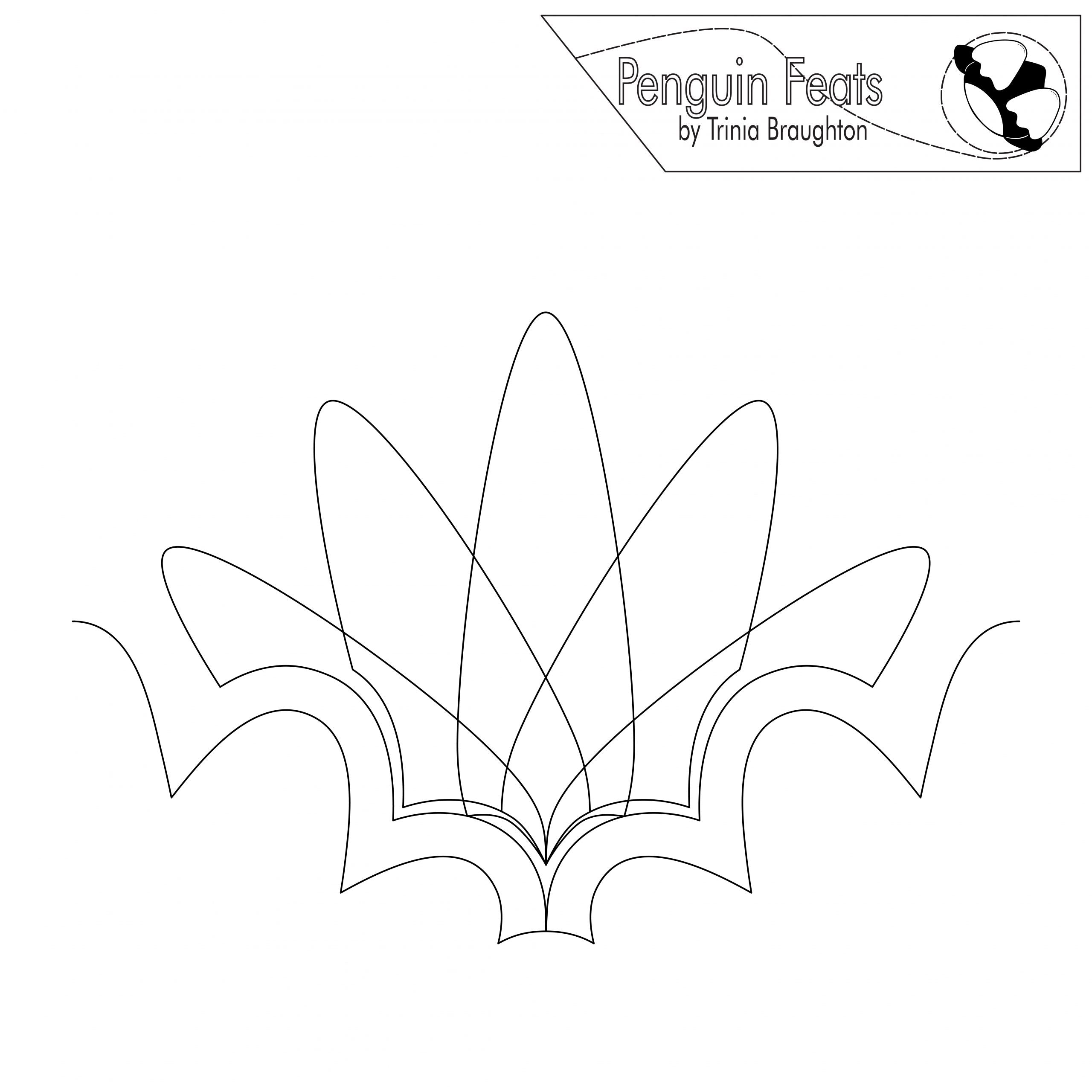 Black and white leaf-like design with 'Penguin Feats' branding at the top.