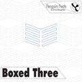 Cover of 'Boxed Three' by Penguin Feats with geometric design and text.