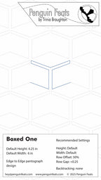 Quilting Design settings for Boxed One  with 'Penguin Feats' by Trinia Braughton branding
