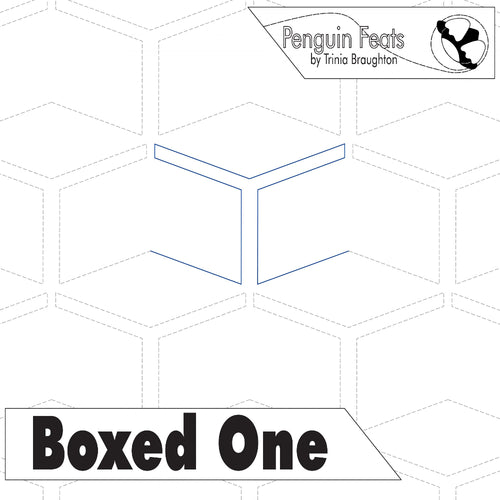 Geometric design with 'Penguin Feats' branding and 'Boxed One' text on a white background.