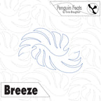 Design pattern with swirling lines and 'Penguin Feats' branding on a white background