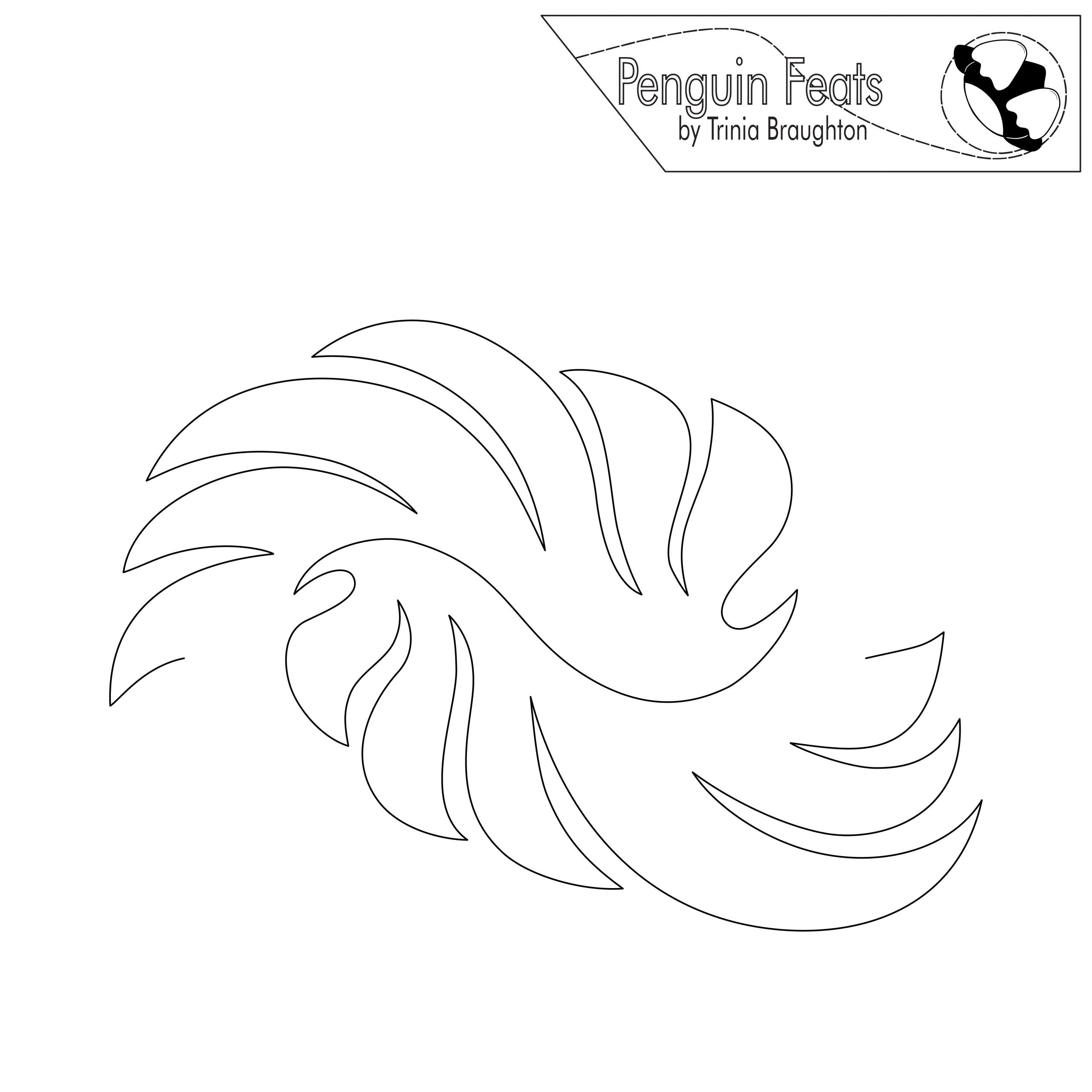 Black and white feather pattern with 'Penguin Feats' logo at the top