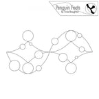 Black outline of a decorative pattern on a white background, featuring the text 'Penguin Feats by Trinia Braughton'.