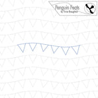 Blue bunting design on a white background with 'Penguin Feats' branding.