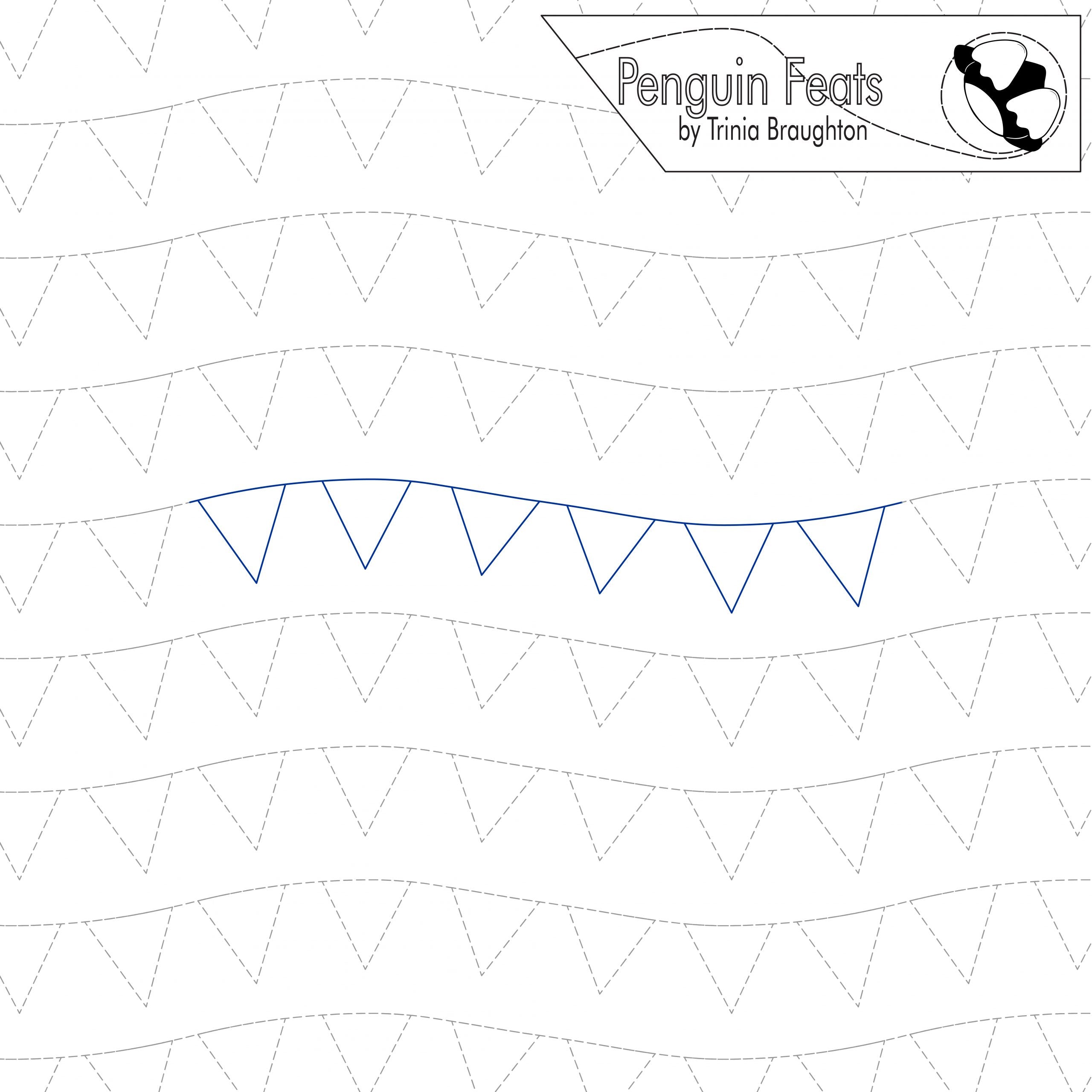 Blue bunting design on a white background with 'Penguin Feats' branding.