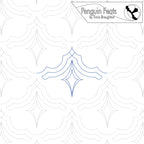 Continuous line design with connecting lines and star drop pattern and 'Penguin Feats' branding.