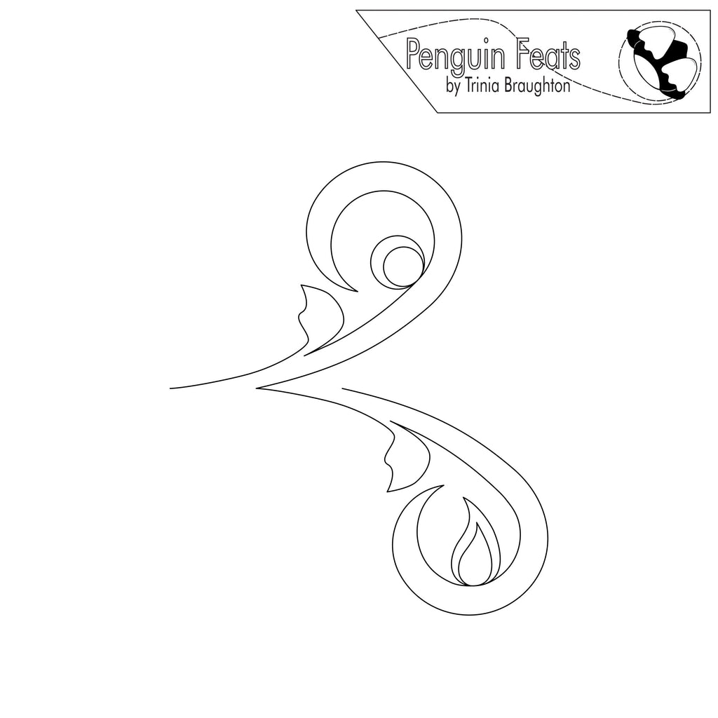 Decorative line art with 'Penguin Feats' logo at the top