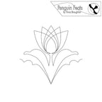 Continuous black line drawing of a flower with 'Penguin Feats by Trinia Braughton' logo above