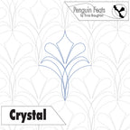 Quilting design with 'Crystal' and 'Penguin Feats' branding on a white background
