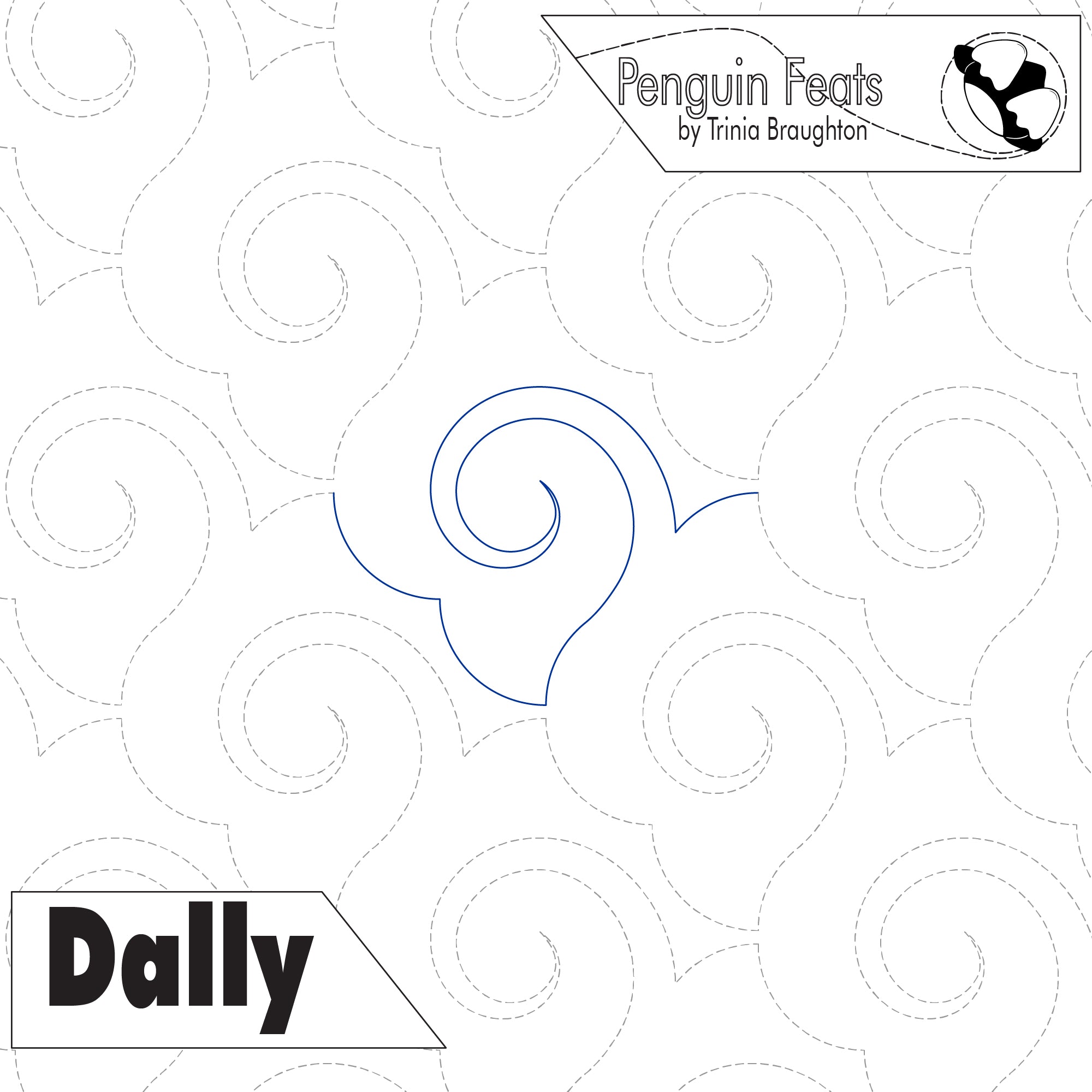 Patterned background with 'Penguin Feats' and 'Dally' text
