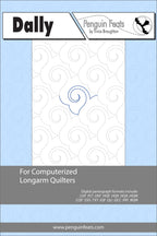 Quilting design sheet for computerized longarm quilters with a blue and gray pattern on a white background.