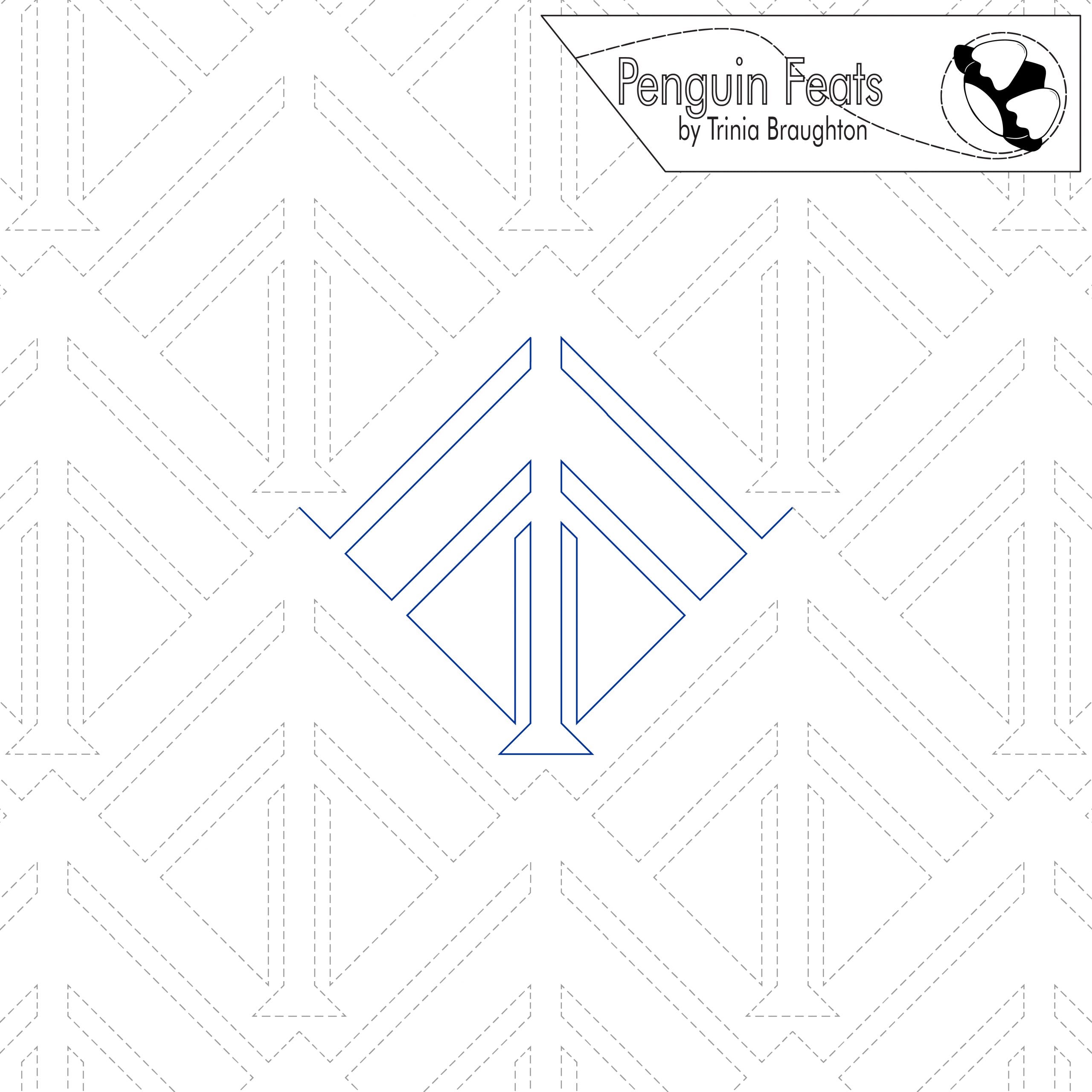 Geometric pattern with a logo and text on a white background
