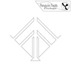 Black and white geometric design with 'Penguin Feats' logo at the top right corner on a white background.