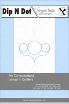 Dip N Dot pattern sheet for computerized longarm quilters with blue circles on a white background.