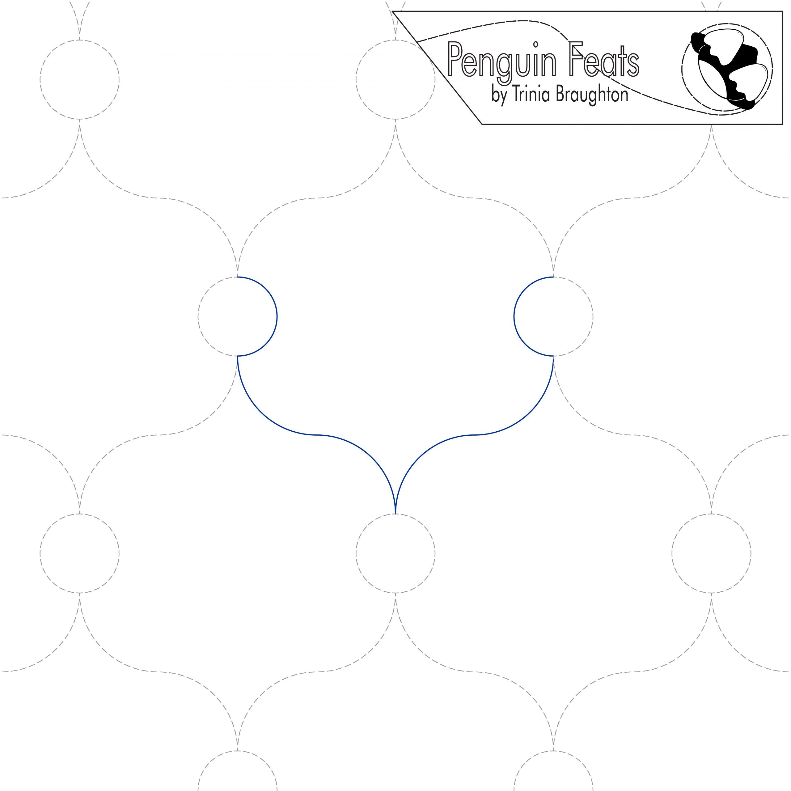 Continuous line design for a product label with 'Penguin Feats' branding at the top.
