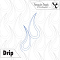 Design with wavy lines and 'Penguin Feats' branding on a white background