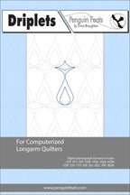 Quilting design sheet for computerized longarm quilters with a blue and gray color scheme.