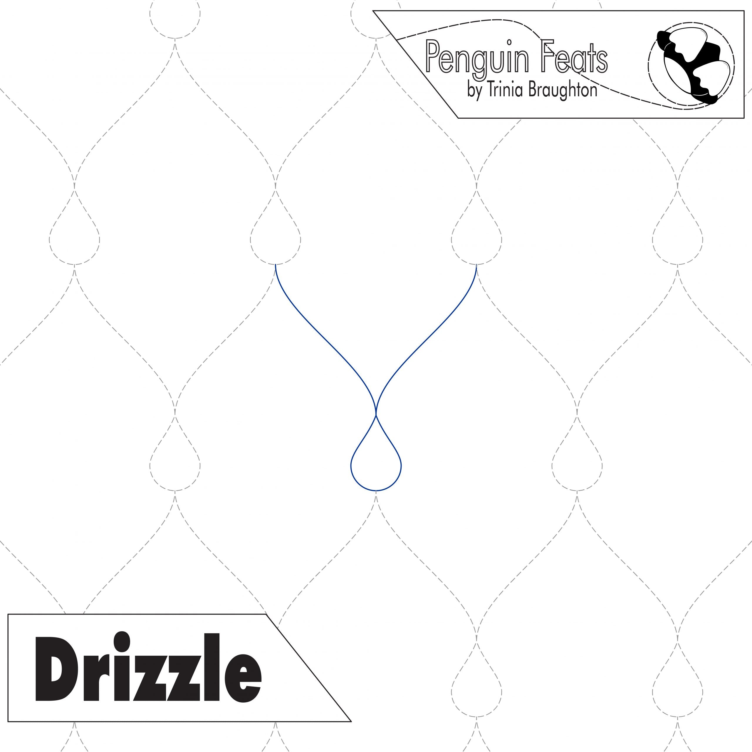 Text 'Drizzle' on a white background with a black outline of a penguin.