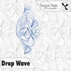 Decorative blue 'Drop Wave' design on a patterned background with 'Penguin Feats' branding.