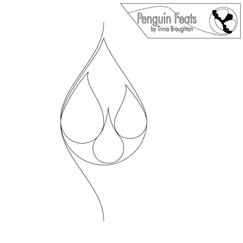 Outline of multiple water drops with 'Penguin Feats' branding above.