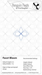 Design pattern for 'Loom Bloom' with recommended settings on a white background