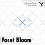 Quilting Design with geometric pattern and 'Facet Bloom' text on a white background