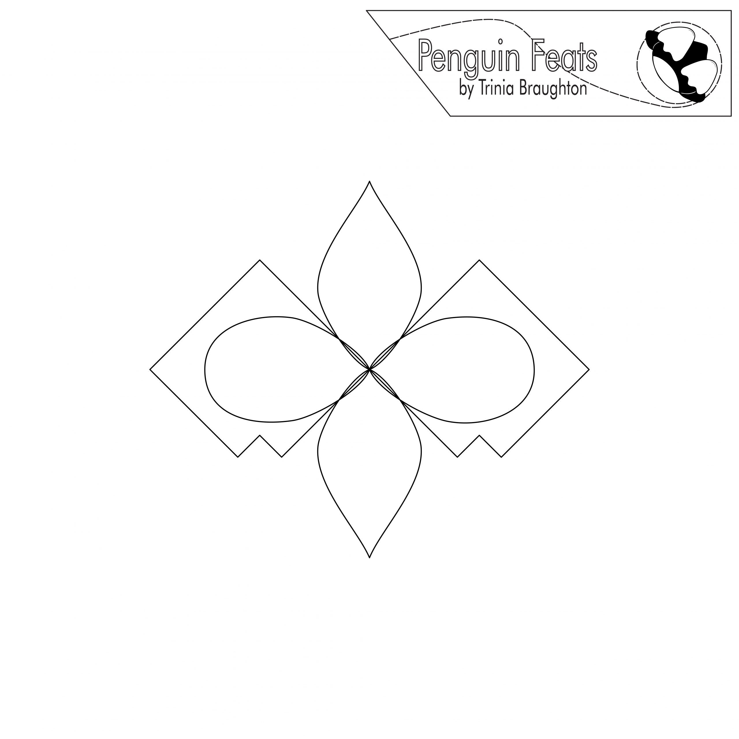 Black and white geometric design with 'Penguin Feats' logo at the top