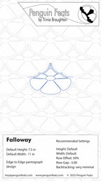 Quilting design pattern sheet for a flower on a quilt with 'Penguin Feats' branding.