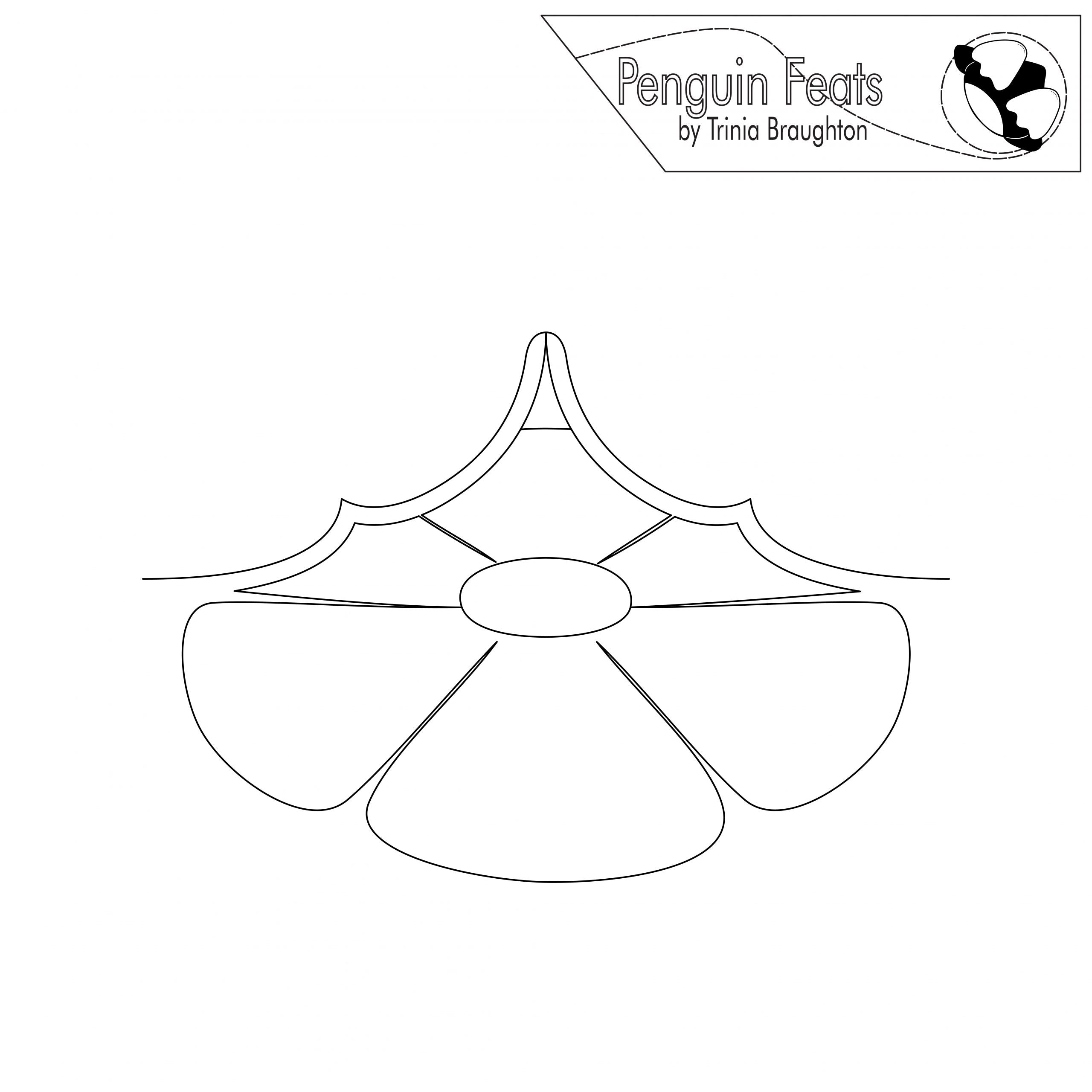 Black and white line drawing of a flower with 'Penguin Feats by Trinia Braughton' logo above.