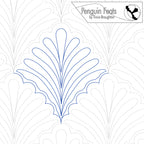 Continuous line design with leaf pattern on a white background, featuring the brand 'Penguin Feats' by Trinia Braughton.