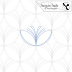 Design with geometric pattern and 'Penguin Feats' branding on a white background