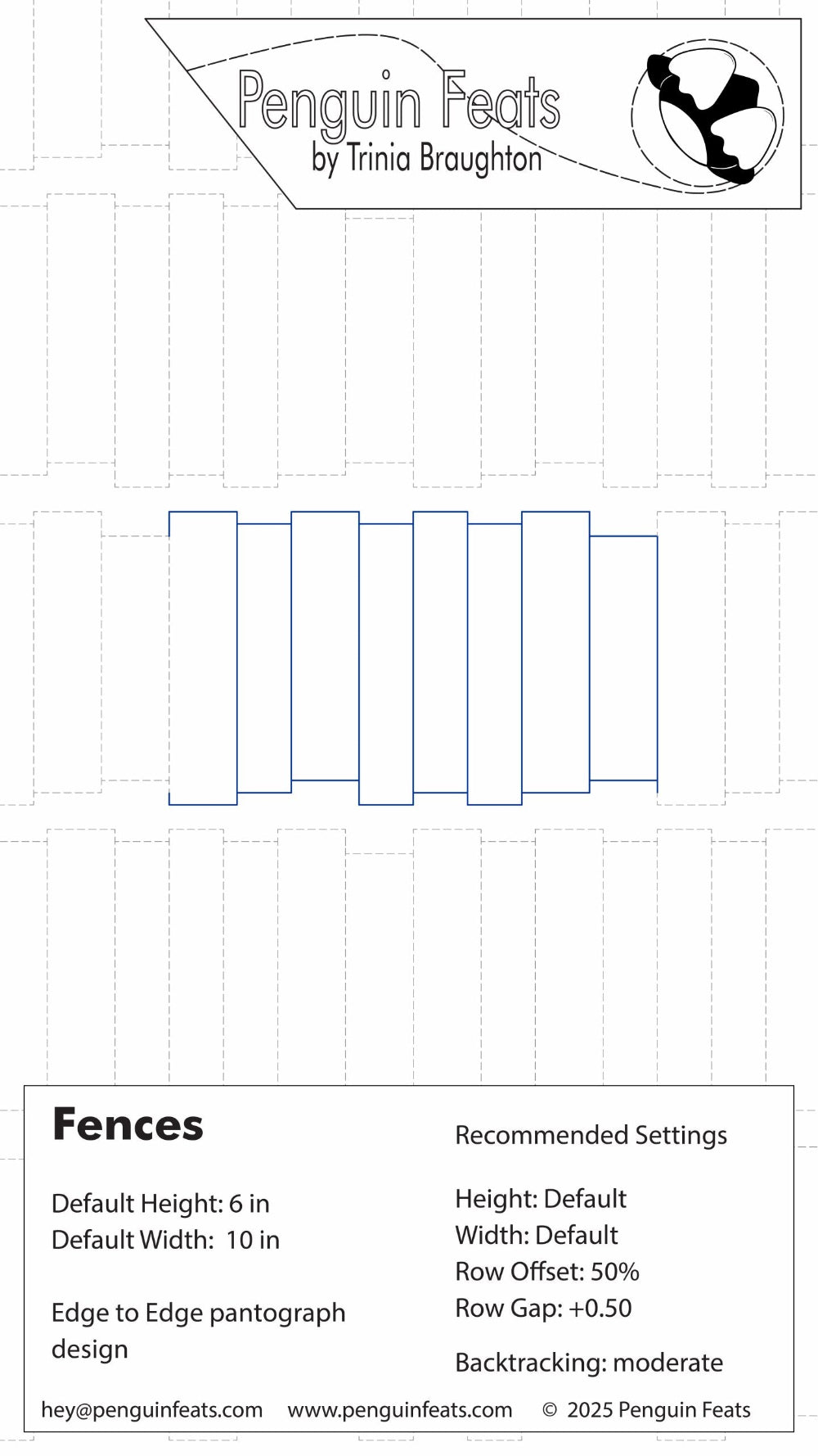 Design sheet of a fence design with grid lines and specifications.