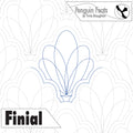 Outline of a finial design with 'Penguin Feats' branding at the top and 'Finial' text at the bottom.
