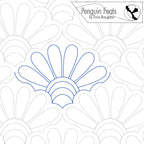 Outline of a repeating flower design on a white background with 'Penguin Feats' branding.