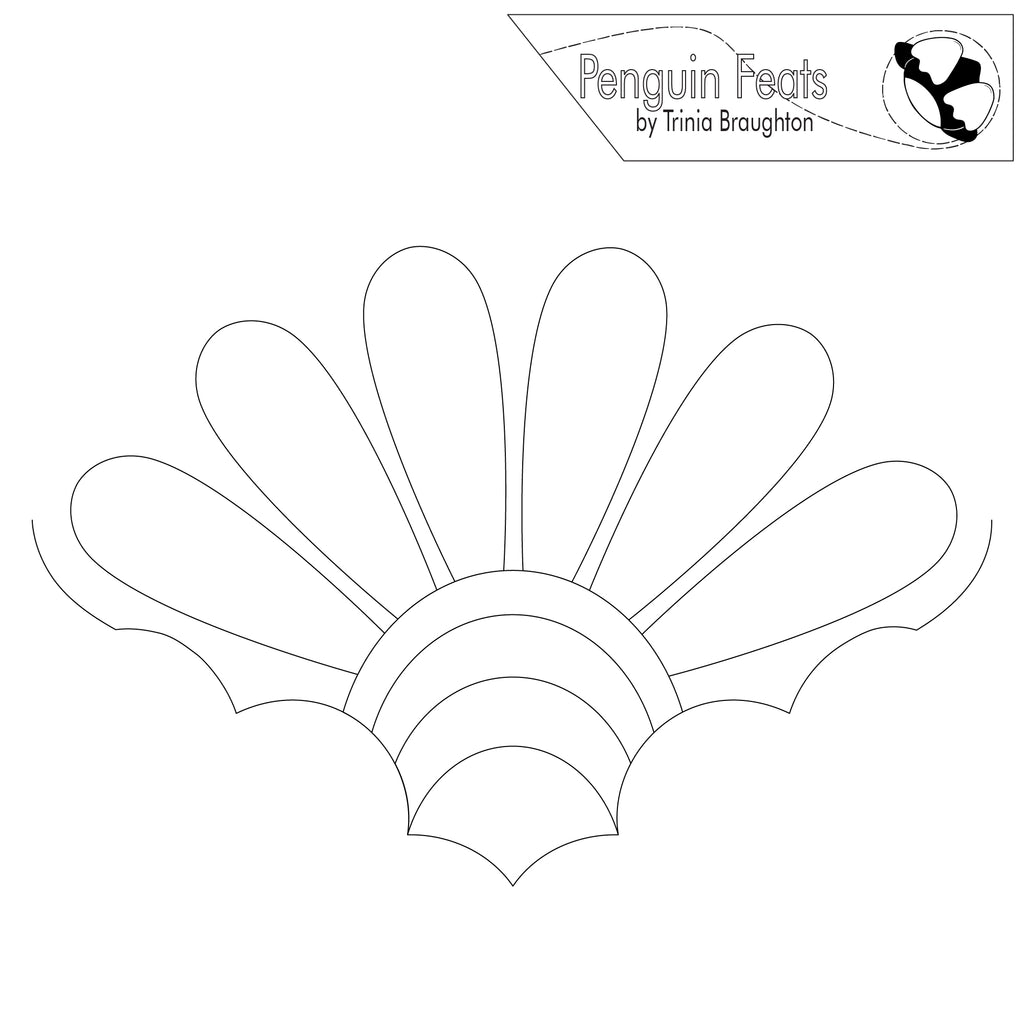 Outline of flower with 'Penguin Feats' branding at the top.
