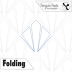 Geometric folding design with text 'Penguin Feats' and 'Folding' on a white background.